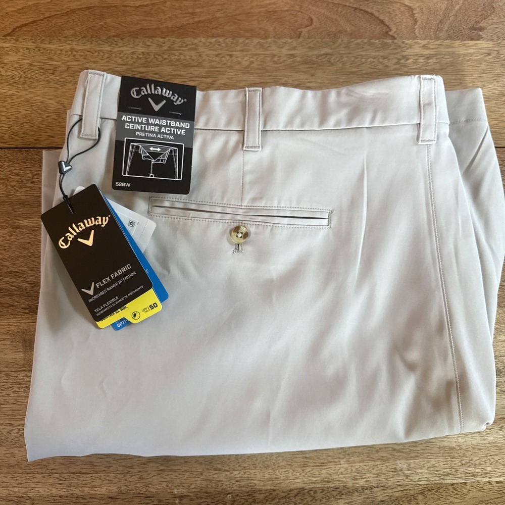 Callaway Stretch Shorts Flex Fabric UPF 50 Opti-Dri Active Waist Size 52BW Tan